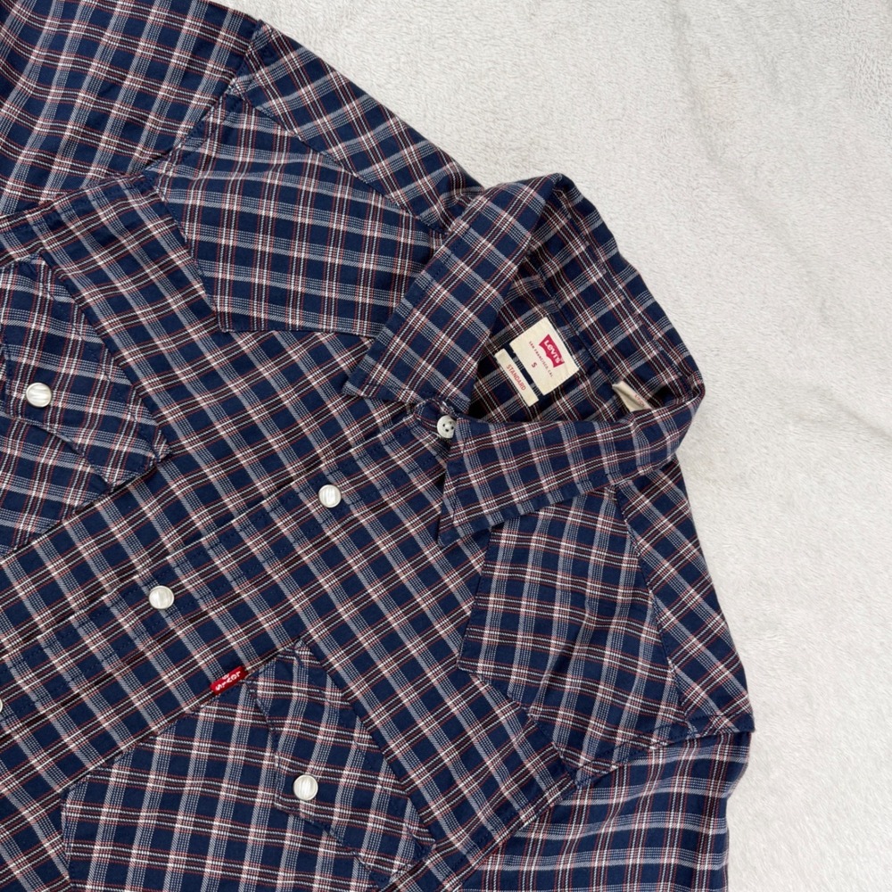 Levis Mens S Western Shirt Plaid Pearl Snap Standard Fit Rodeo